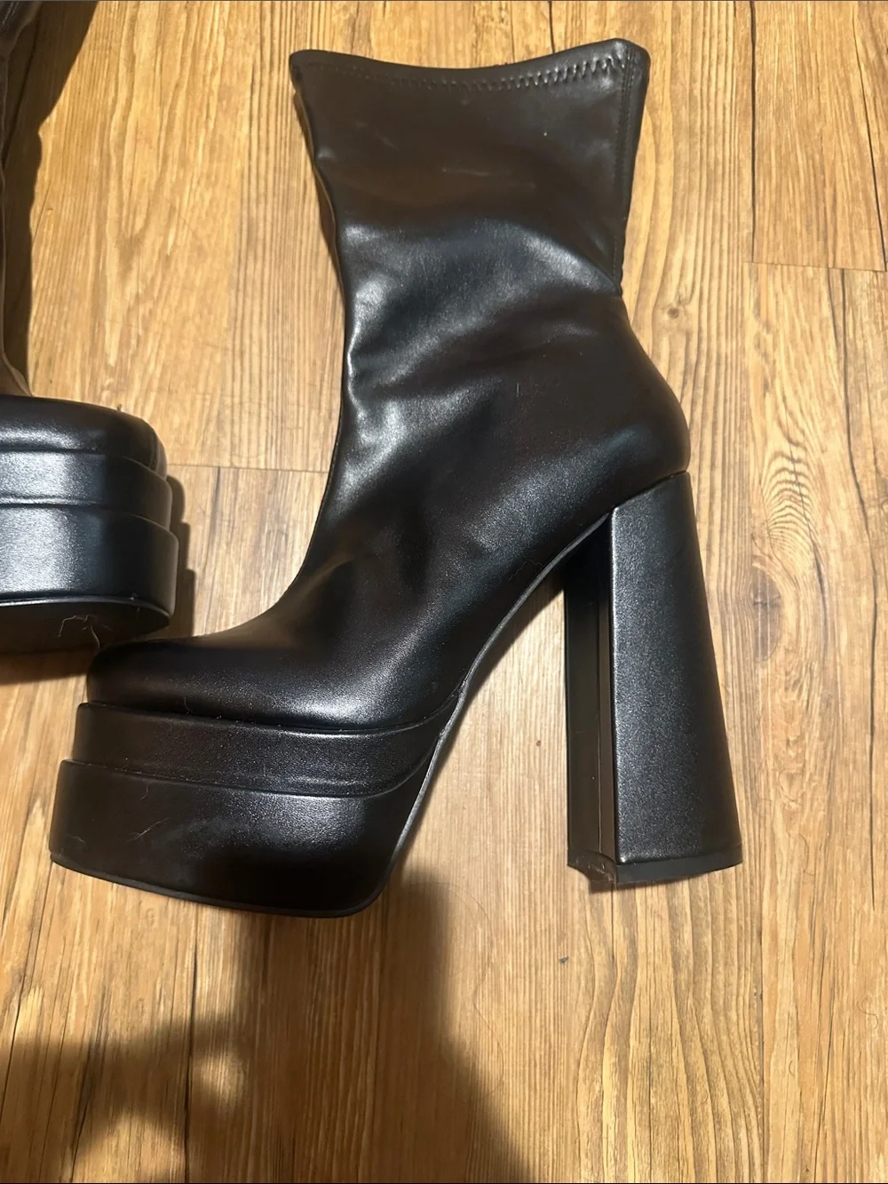 Black Platform Block Heel Women's Ankle Boots